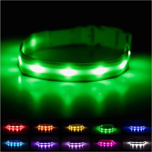 Brightest Light up Dog Collars - the Original LED Dog Collar with 1,000 Feet of Visibility - USB Rechargeable Waterproof Dog Collar Light - Dog Lights for Night Walking - USA Brand